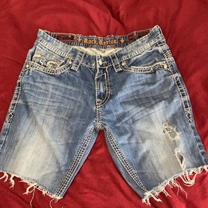 Rock Revival Blue Jean Shorts for Men